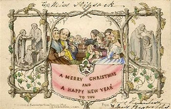 Справжня серійна листівка з'явилася теж у Англії, в 1840 році, коли державний чиновник сер Генрі Коул придумав для близьких оригінальне привітання - різдвяну листівку з малюнками художника Джона Хорслі, свого друга